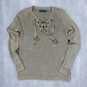 Polo Ralph Lauren Linen Lace Up Oversized Sweater Size XS